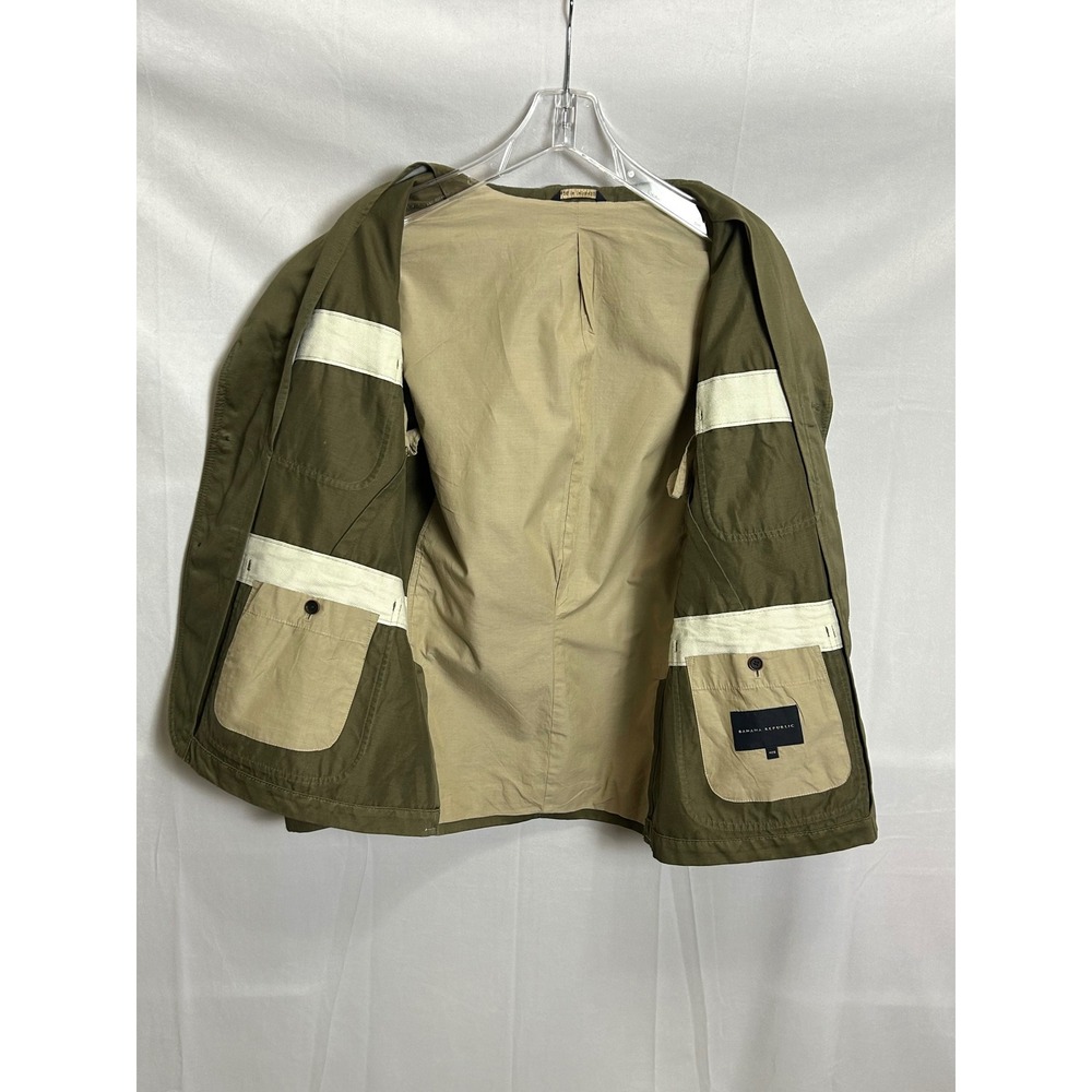 Banana Republic Mens 40S Olive Green Cotton Linen Safari Blazer Field Jacket - Picture 10 of 16